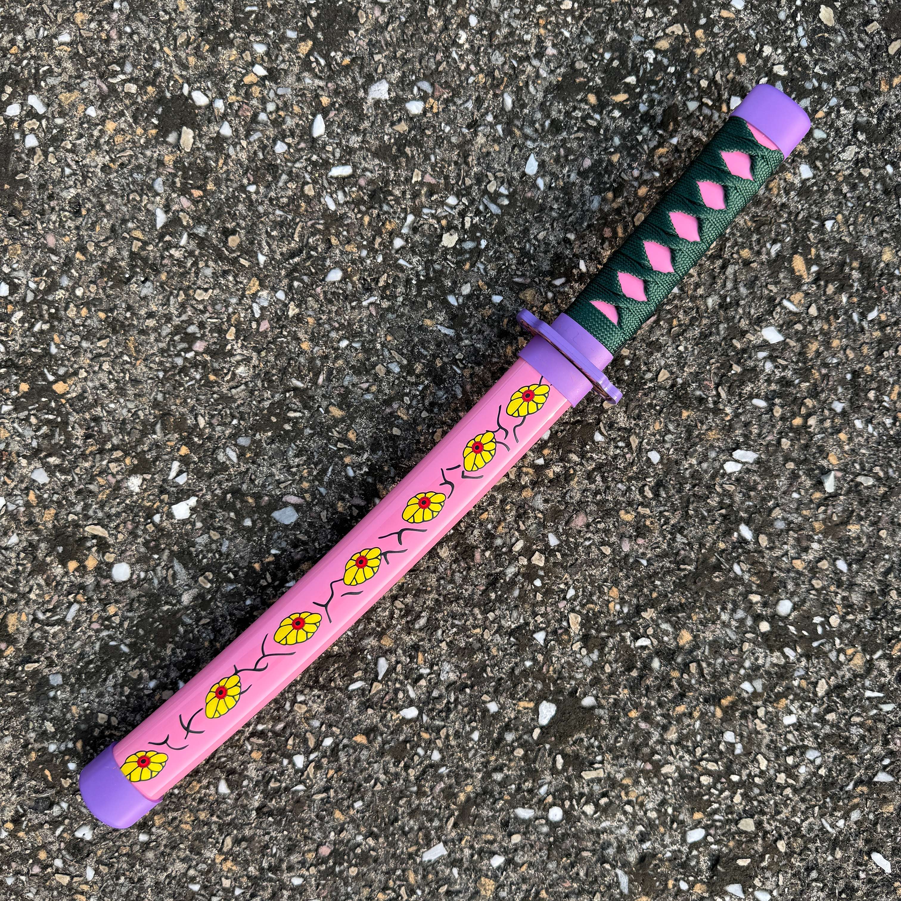 Demon Slayer Kokushibou Cosplay Replica Medium Size Wooden Katana With Free Stand [42 CM] || DEMON SLAYER