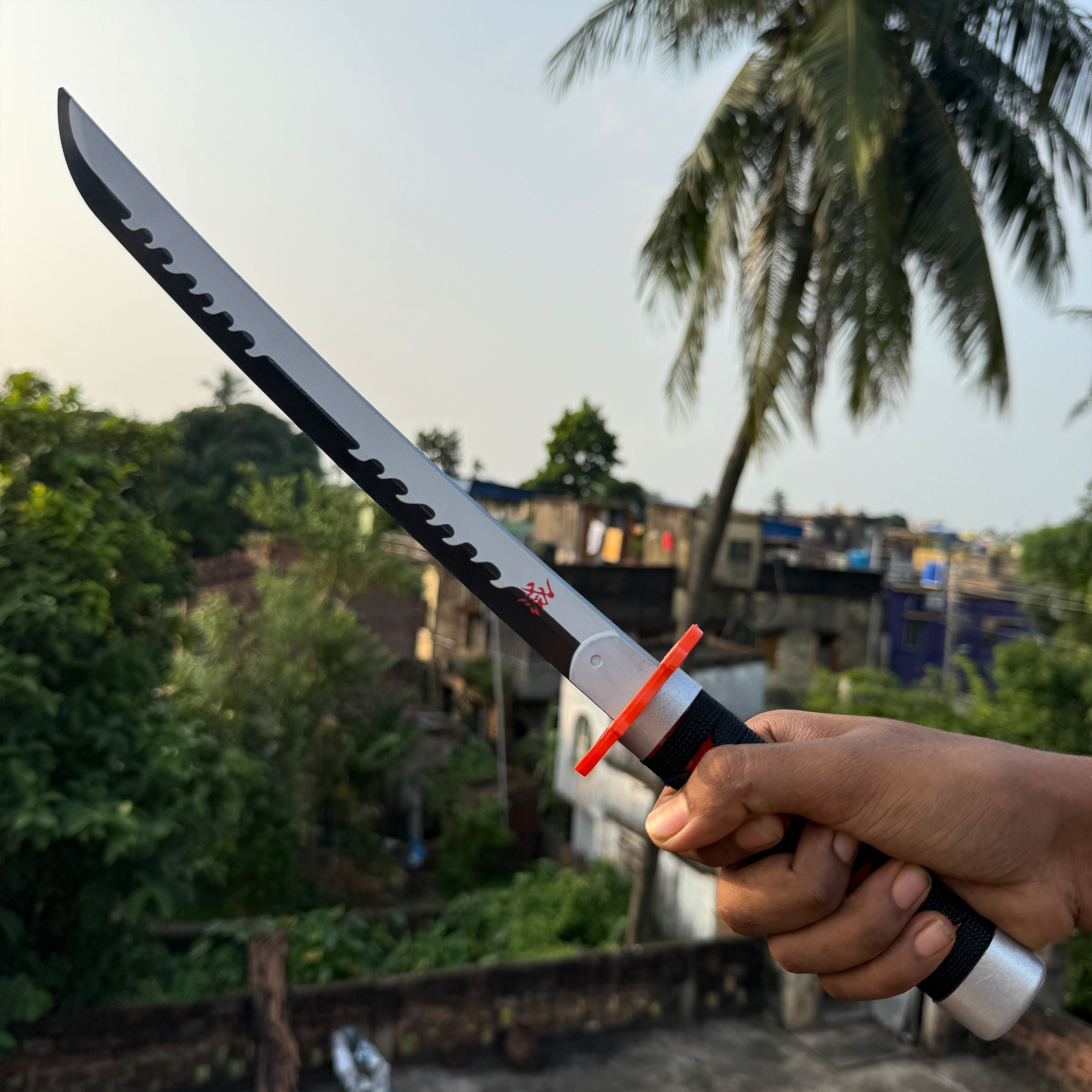 Demon Slayer Tanjiro Kamado Cosplay Replica Medium Size Wooden Katana With Free Stand [42 CM] || DEMON SLAYER