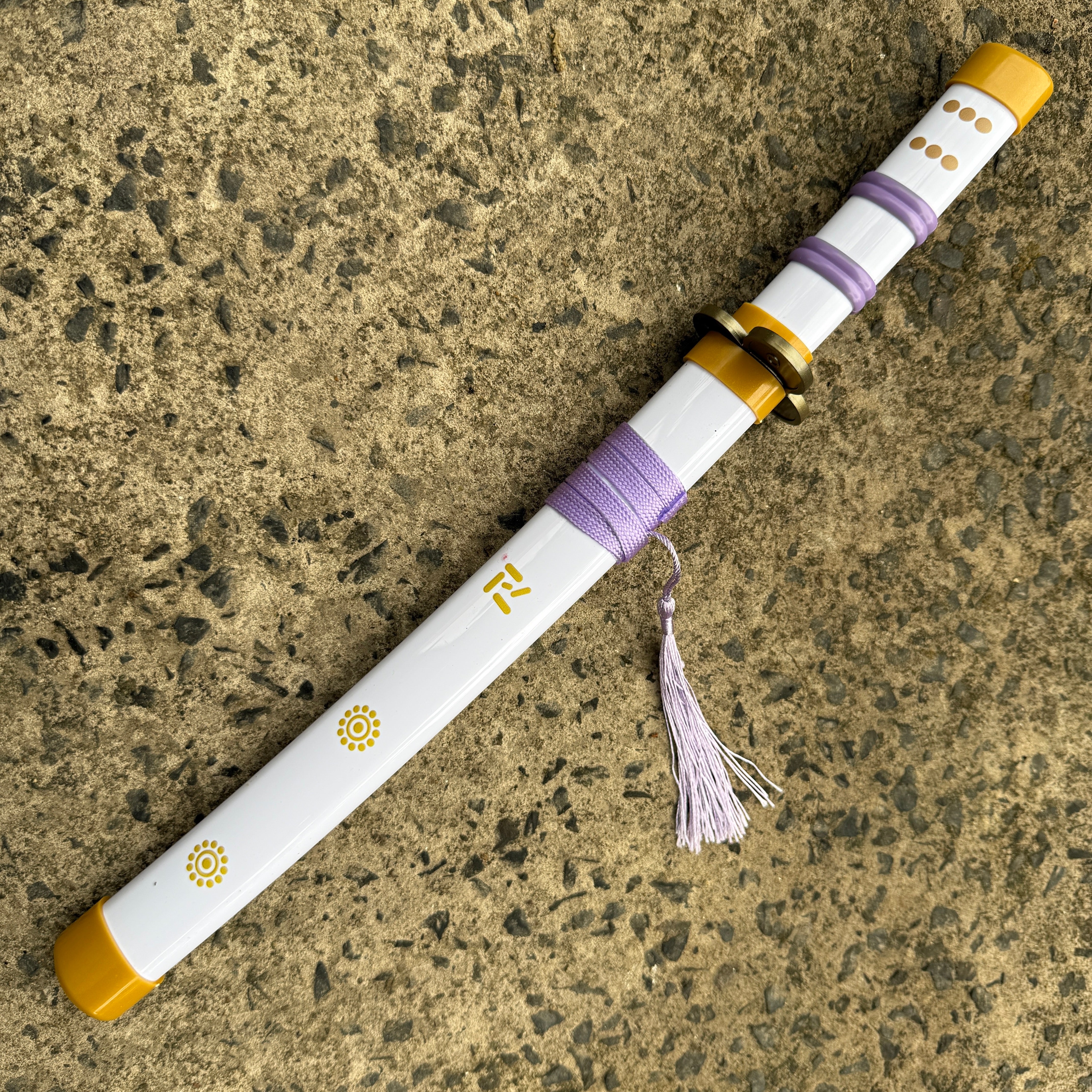 Roronoa Zoro White Enma Cosplay Replica Medium Size Wooden Katana With FREE Stand [42 CM] || ONE PIECE