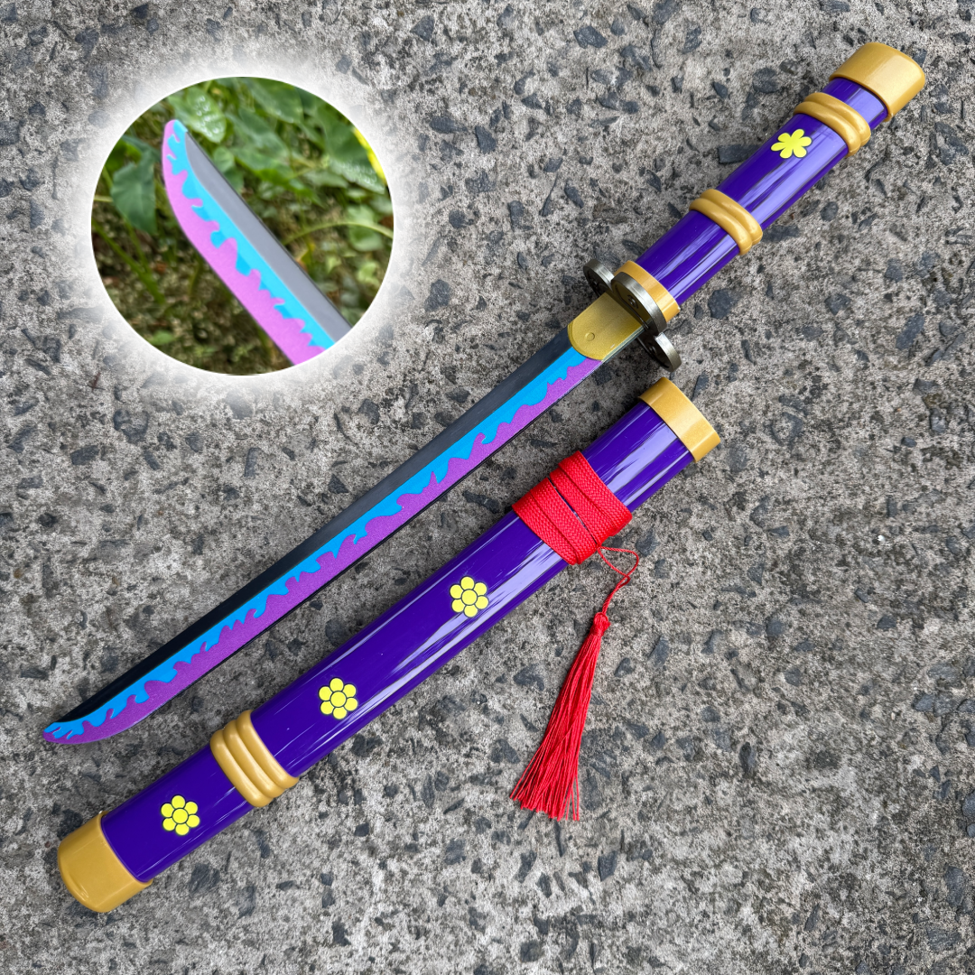 Roronoa Zoro Purple Enma Cosplay Replica Medium Size Wooden Katana With FREE Stand [42 CM] || ONE PIECE