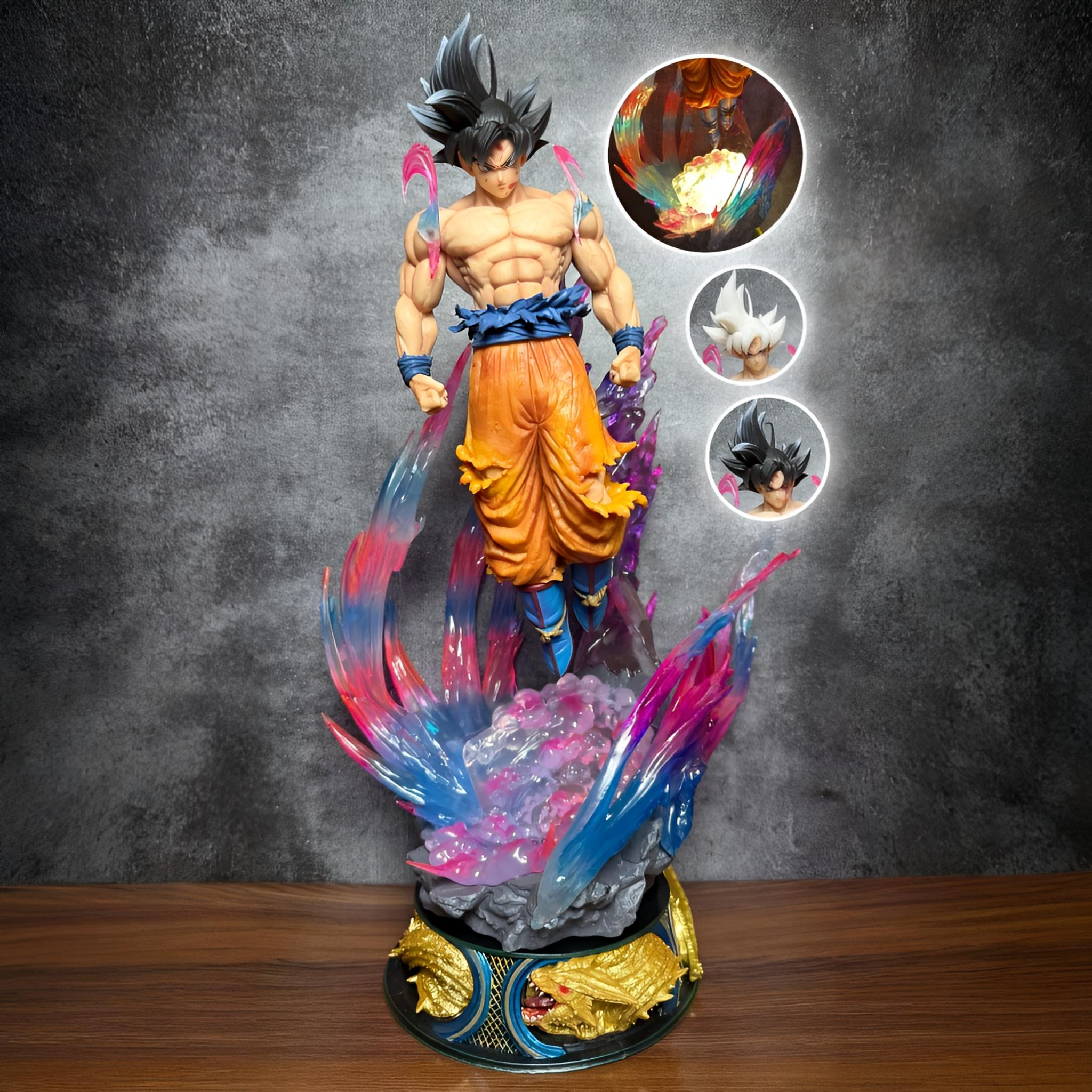 Goku Super Large Ultra Instinct With 3 Changeable heads 53 cm Limited Edition Premium PVC Anime Action figure || DRAGON BALL Z