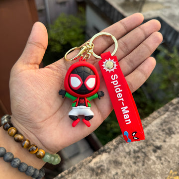 Marvel Miles Morales Spider-Man Action Figures 3D Rubber Keychain keyring || MARVEL
