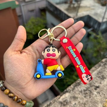 Shinchan on Scooter Action Figures 3D Rubber Keychain keyring || SHINCHAN