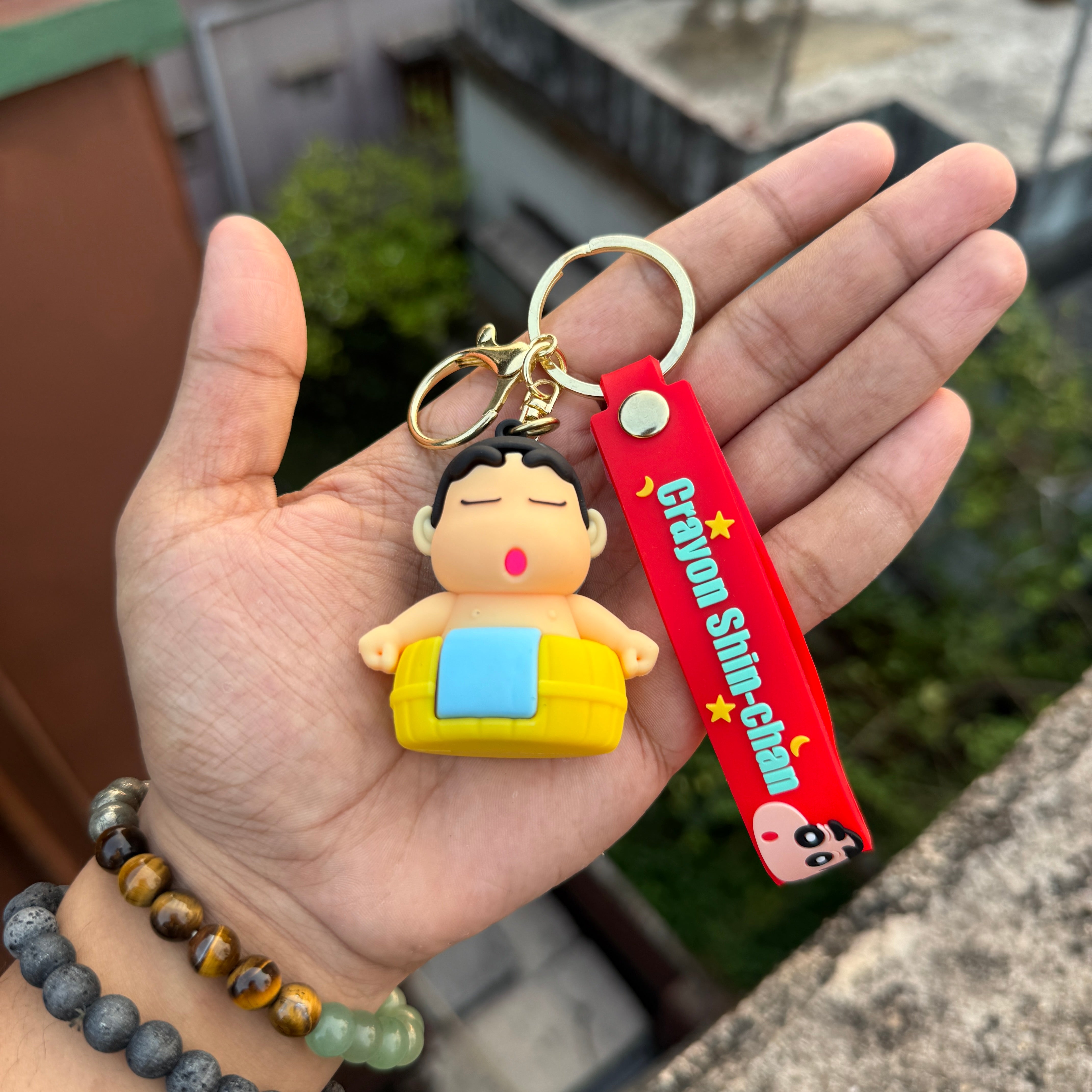Shinchan Relaxing Bath Action Figures 3D Rubber Keychain keyring || SHINCHAN