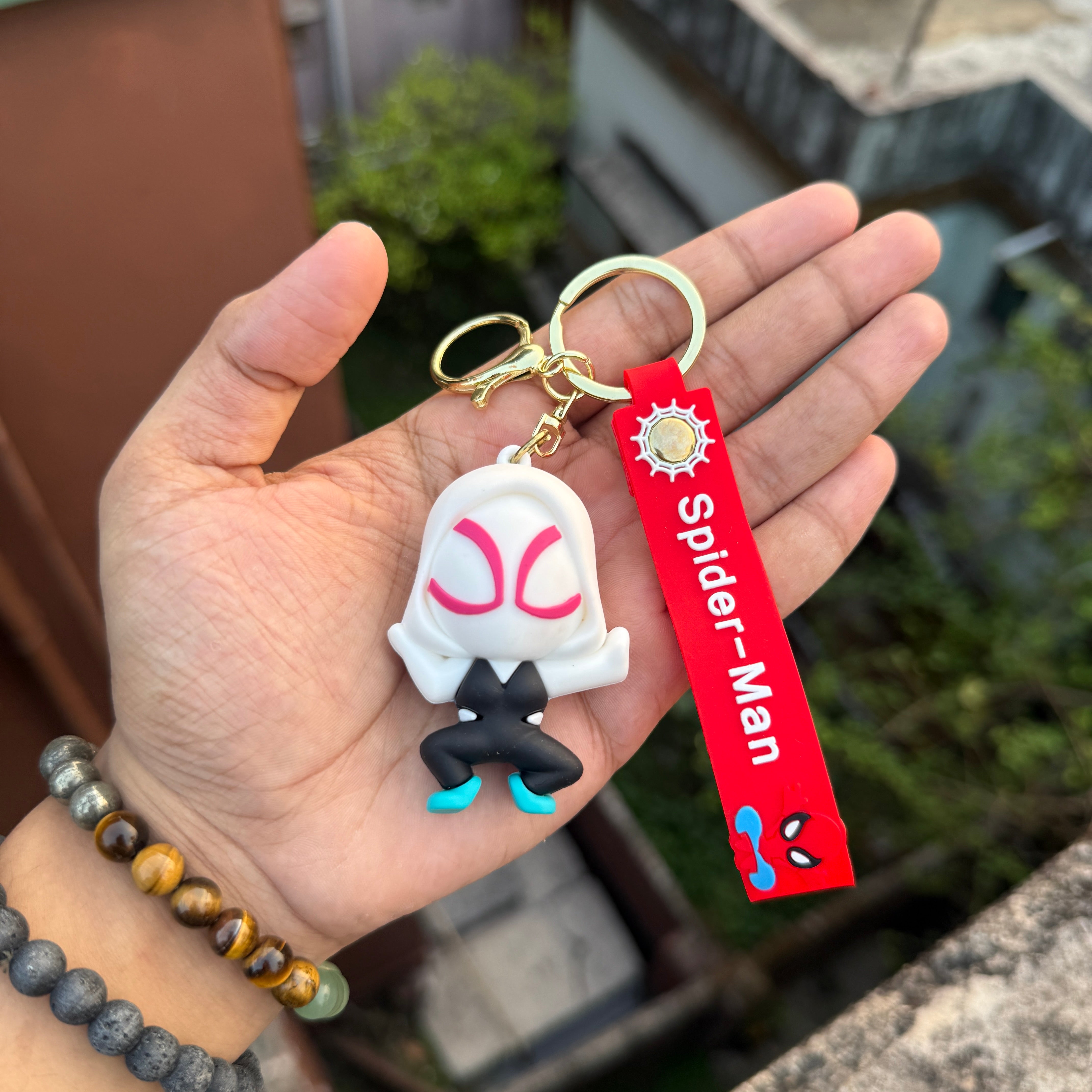 Marvel Spider-Gwen Ghost Action Figures 3D Rubber Keychain keyring || MARVEL