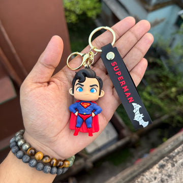 DC Superman Action Figures 3D Rubber Keychain keyring || DC