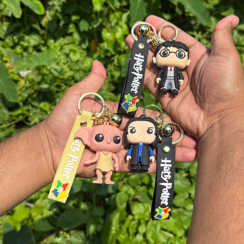 Harry Potter Harry, Dobby & Snape Action Figures 3D Rubber Keychain Set of 3 keyring || HARRY POTTER