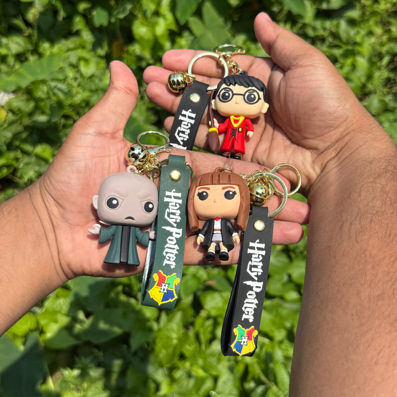 Harry Potter Harry, Hermione & Voldemort Action Figures 3D Rubber Keychain Set of 3 keyring || HARRY POTTER