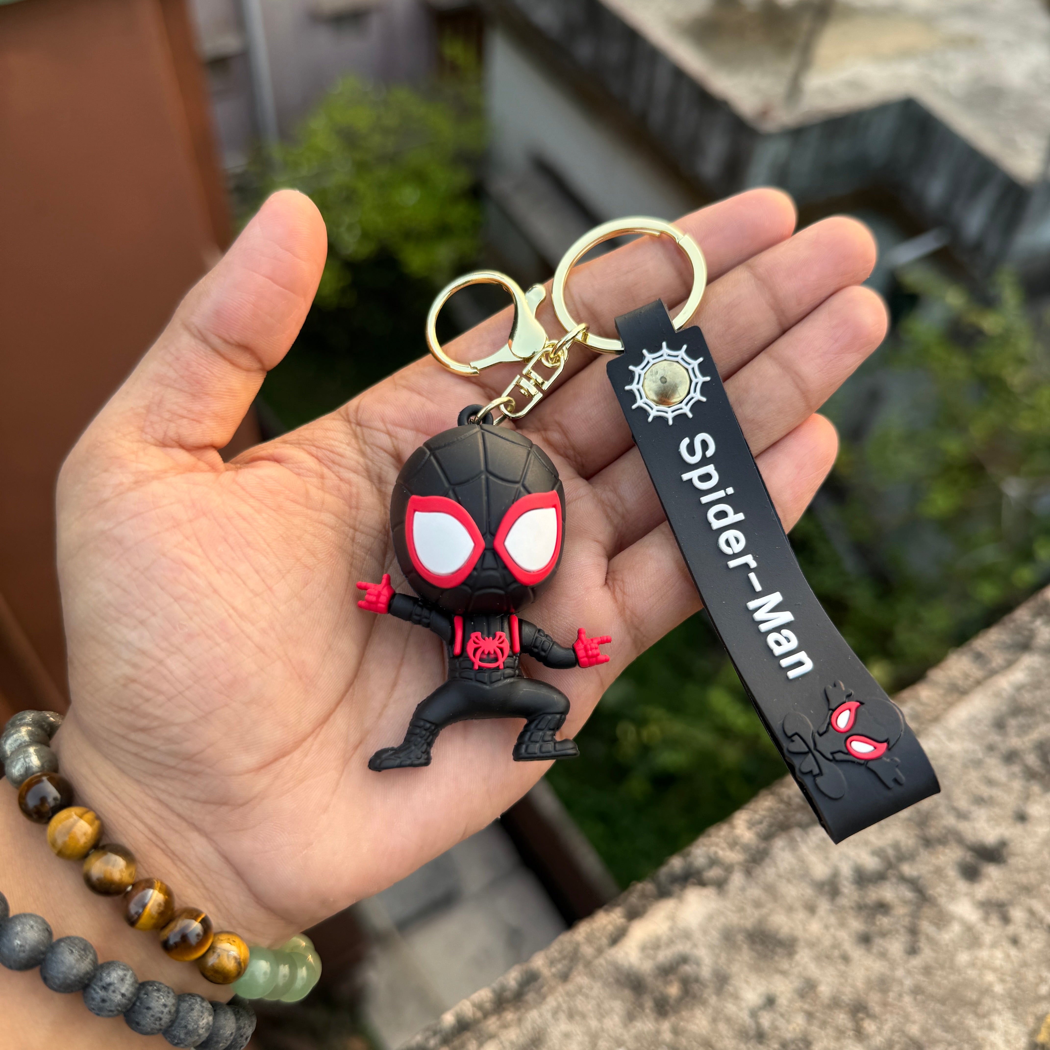 Marvel Spider-Man Black Suit Action Figures 3D Rubber Keychain keyring || MARVEL