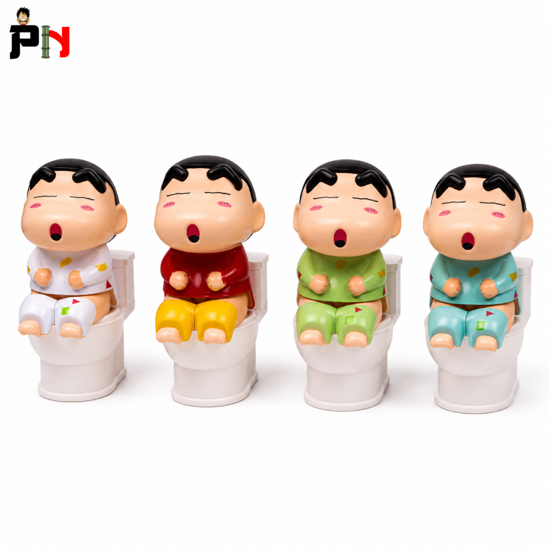 Shinchan Toilet Sitting Figure Toy – Funny Anime PVC Desktop Decor & Water Spray Gag Toy || TRENDIG TOY
