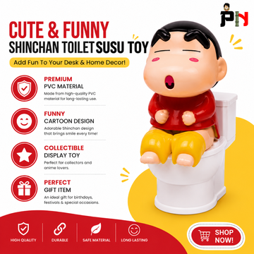 Shinchan Toilet Sitting Figure Toy – Funny Anime PVC Desktop Decor & Water Spray Gag Toy || TRENDIG TOY