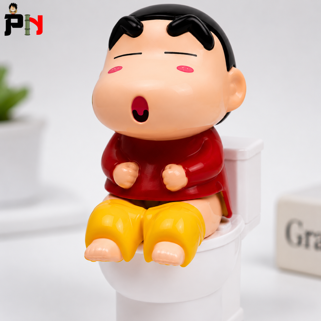 Shinchan Toilet Sitting Figure Toy – Funny Anime PVC Desktop Decor & Water Spray Gag Toy || TRENDIG TOY