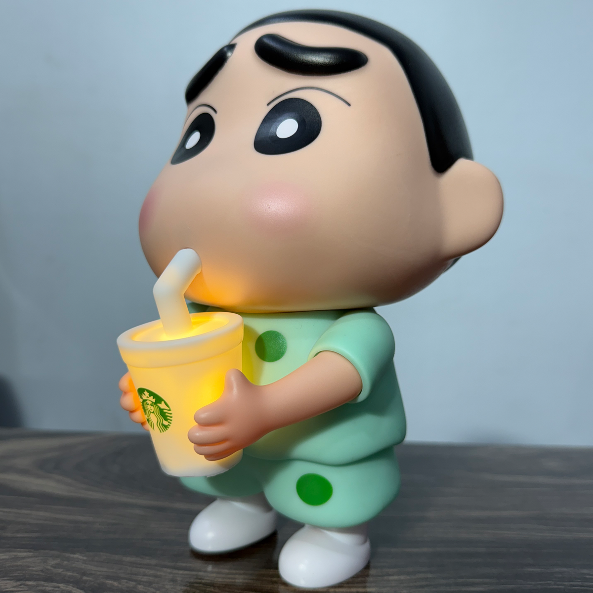 Cute Cartoon Boy LED Night Lamp with Glowing Drink Cup ( 22 CM ), Decorative Table Light for Bedroom, Kids Room, Desk & Gift [ Green ]