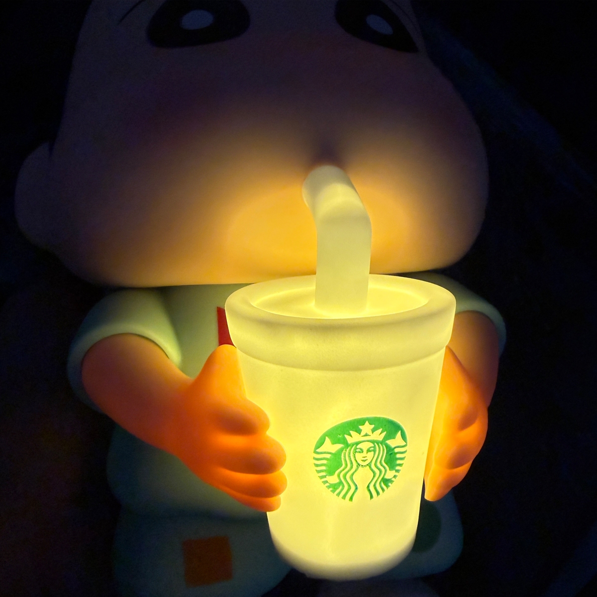 Cute Cartoon Boy LED Night Lamp with Glowing Drink Cup ( 22 CM ), Decorative Table Light for Bedroom, Kids Room, Desk & Gift [ Green ]