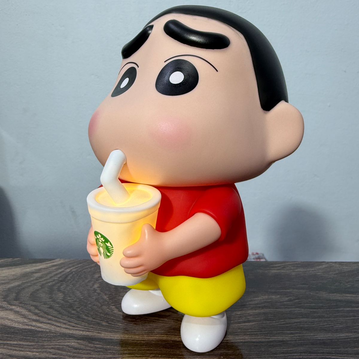 Cute Cartoon Boy LED Night Lamp with Glowing Drink Cup ( 22 CM ), Decorative Table Light for Bedroom, Kids Room, Desk & Gift [ Red ] ]