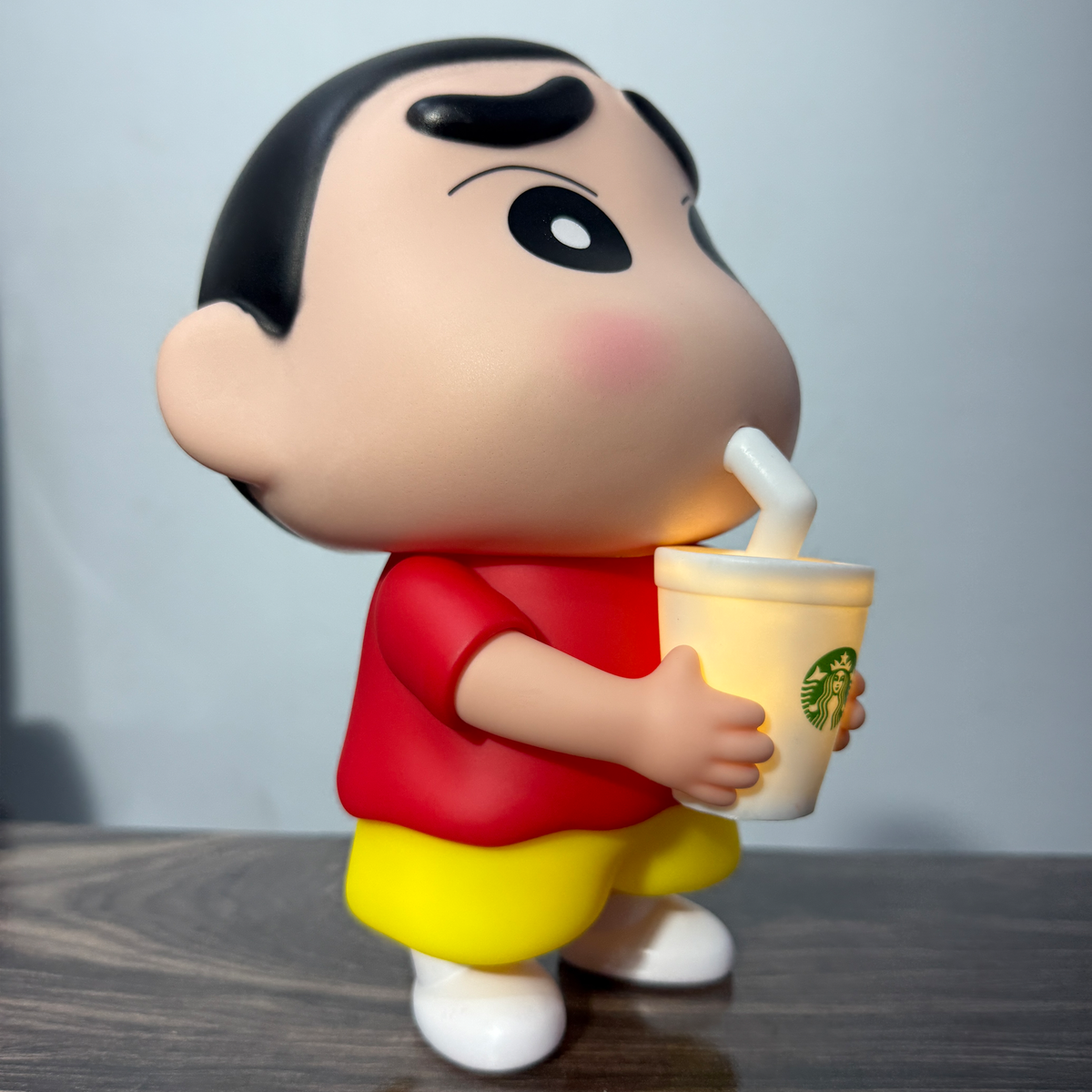 Cute Cartoon Boy LED Night Lamp with Glowing Drink Cup ( 22 CM ), Decorative Table Light for Bedroom, Kids Room, Desk & Gift [ Red ] ]