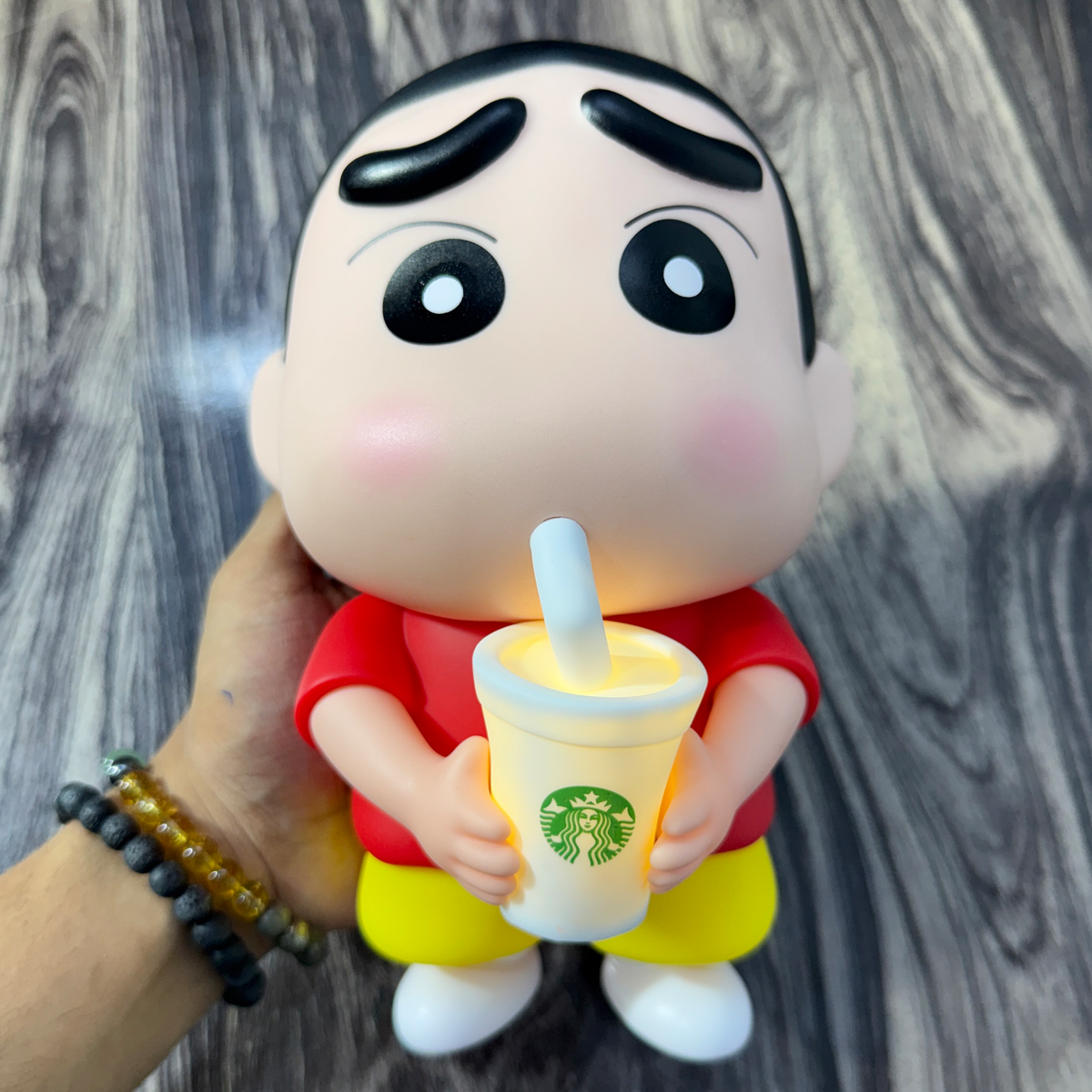 Cute Cartoon Boy LED Night Lamp with Glowing Drink Cup ( 22 CM ), Decorative Table Light for Bedroom, Kids Room, Desk & Gift [ Red ] ]