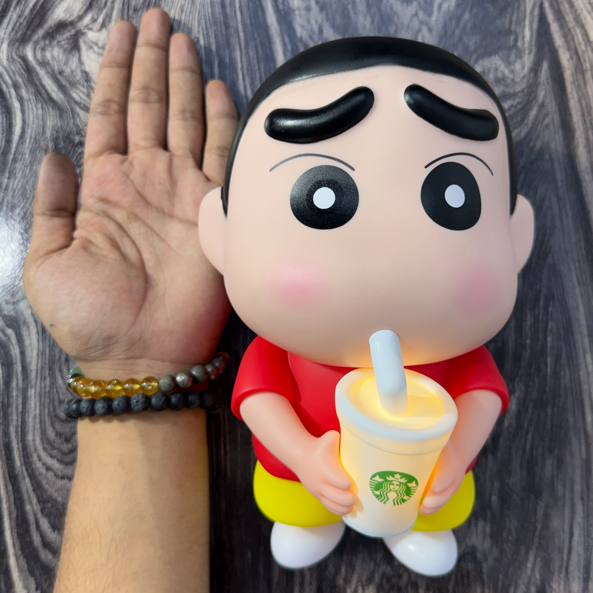 Cute Cartoon Boy LED Night Lamp with Glowing Drink Cup ( 22 CM ), Decorative Table Light for Bedroom, Kids Room, Desk & Gift [ Red ] ]