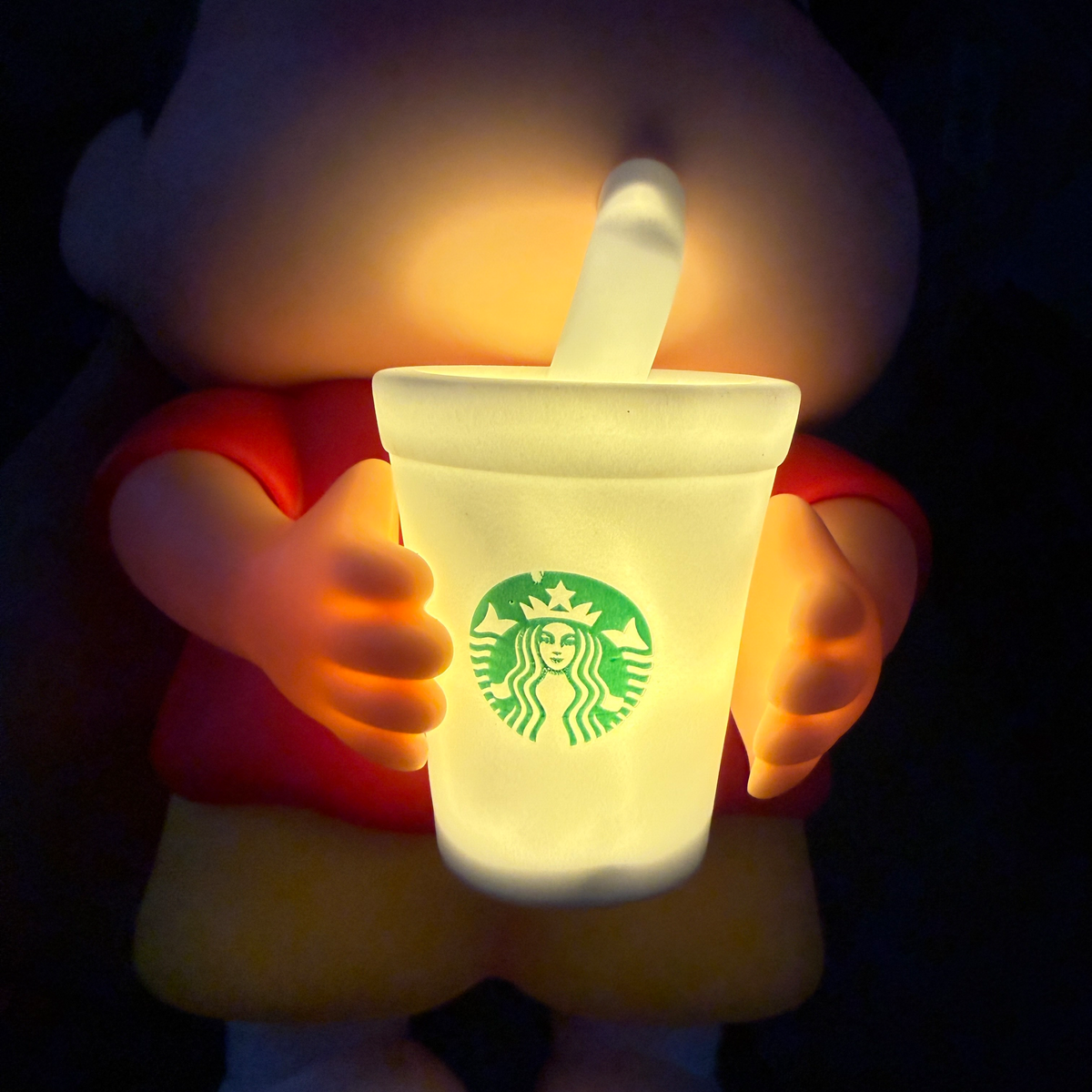 Cute Cartoon Boy LED Night Lamp with Glowing Drink Cup ( 22 CM ), Decorative Table Light for Bedroom, Kids Room, Desk & Gift [ Red ] ]