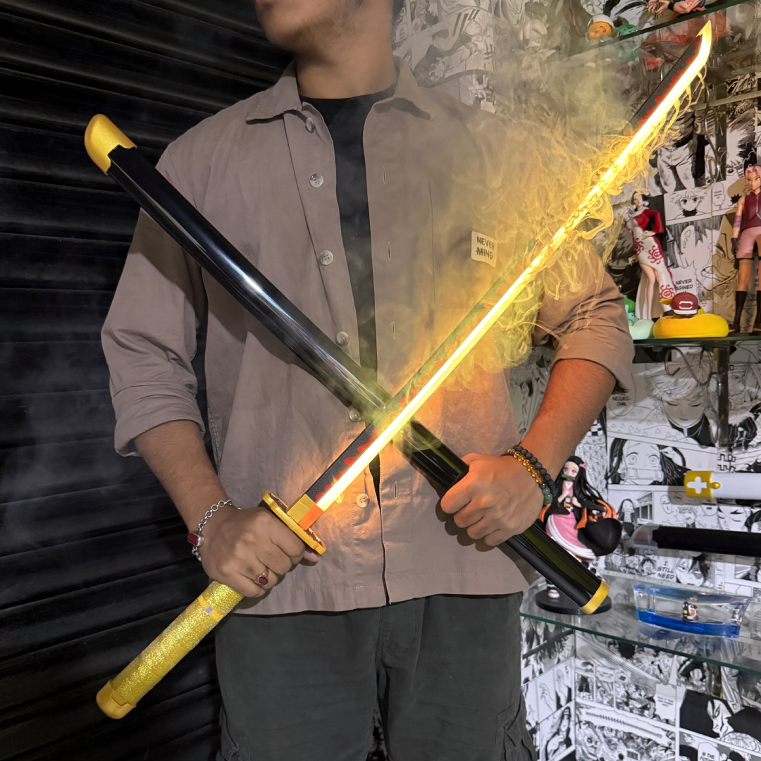 *SMOKE LED* Demon Slayer Yoriichi Cosplay Replica Limited Edition Premium Life Size Smoke Led Wooden Katana [104 CM] ||  DEMON SLAYER