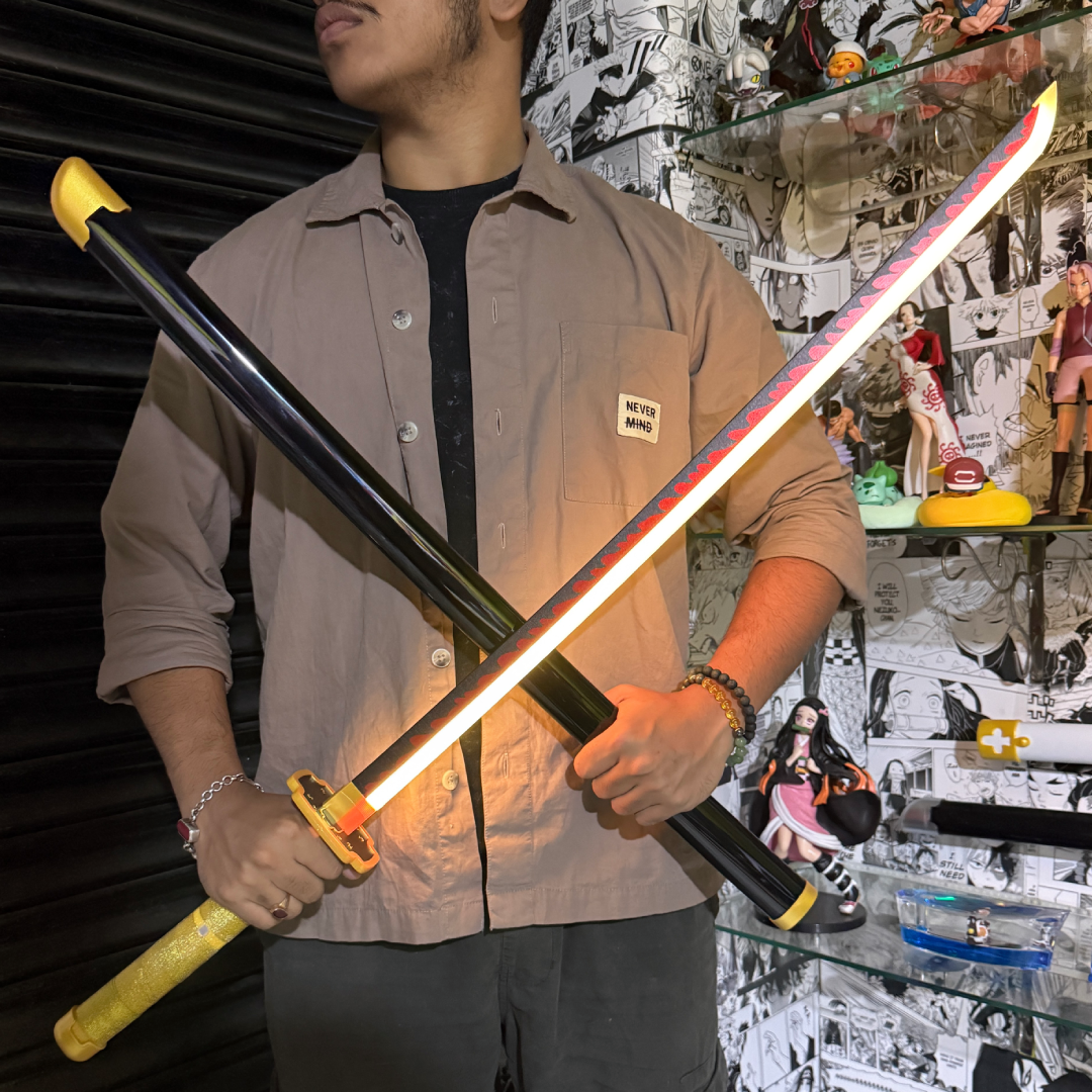 *SMOKE LED* Demon Slayer Yoriichi Cosplay Replica Limited Edition Premium Life Size Smoke Led Wooden Katana [104 CM] ||  DEMON SLAYER