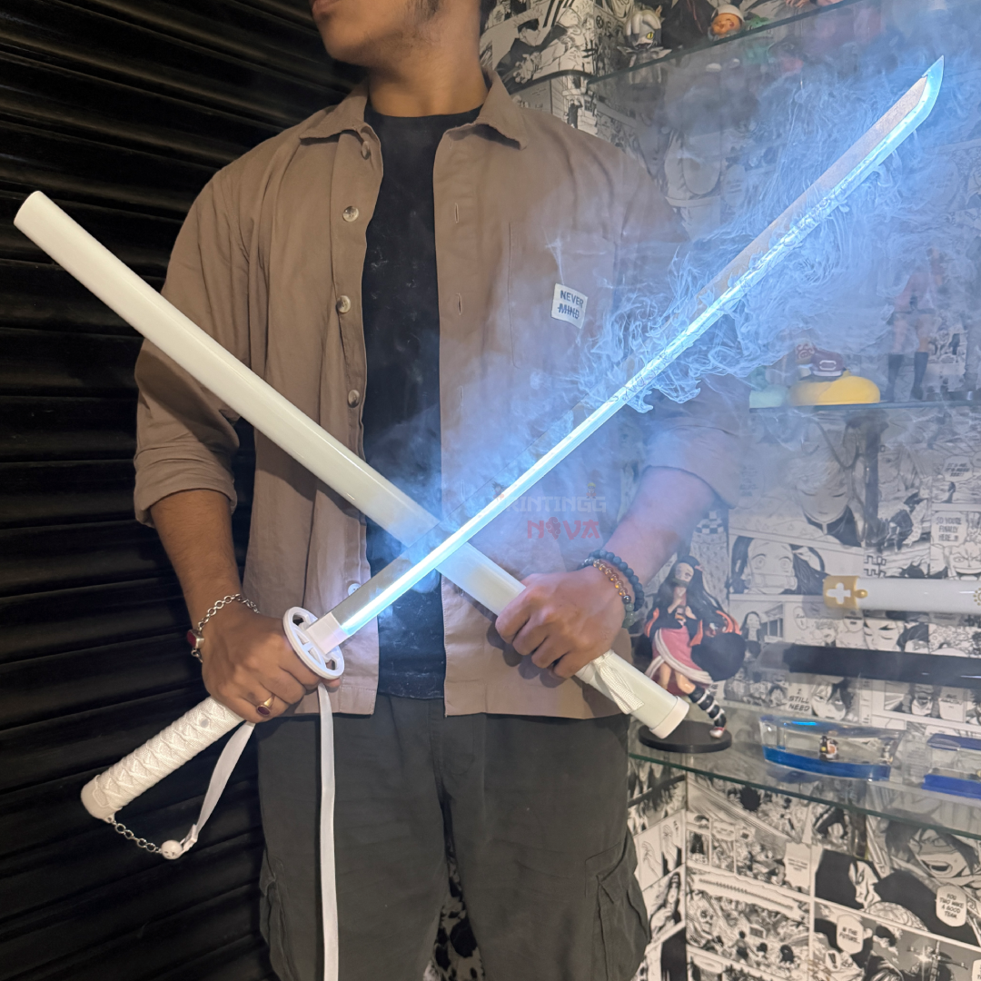 *SMOKE LED* Bleach Rukia Kuchiki Cosplay Replica Limited Edition Premium Life Size Smoke Led Wooden Katana White  [104 CM] || BLEACH