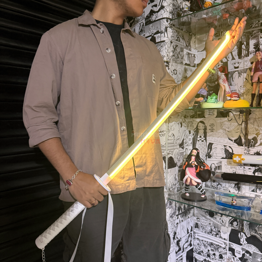 *SMOKE LED* Bleach Rukia Kuchiki Cosplay Replica Limited Edition Premium Life Size Smoke Led Wooden Katana White  [104 CM] || BLEACH