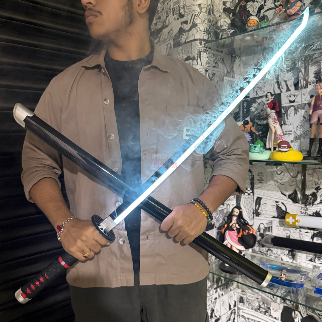 *SMOKE LED* Demon Slayer Tanjiro Kamado Cosplay Replica Limited Edition Premium Life Size Smoke Led Wooden Katana [104 CM] ||  DEMON SLAYER