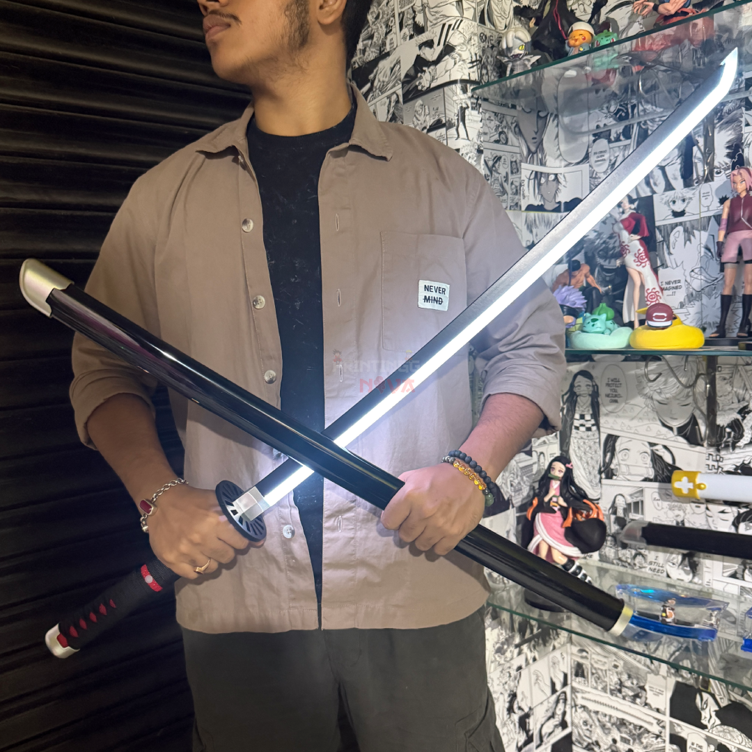 *SMOKE LED* Demon Slayer Tanjiro Kamado Cosplay Replica Limited Edition Premium Life Size Smoke Led Wooden Katana [104 CM] ||  DEMON SLAYER