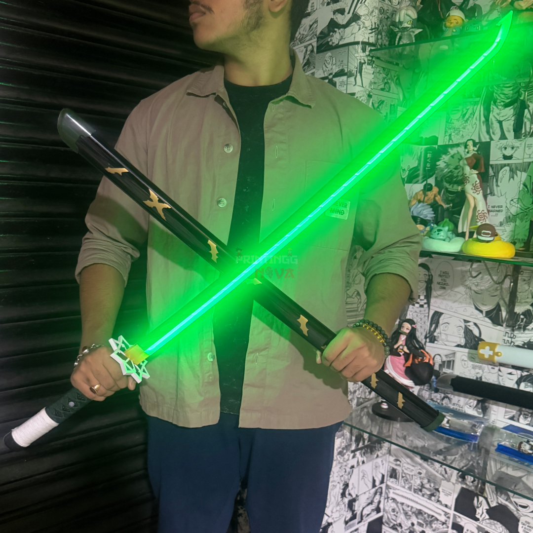 *SMOKE LED* Demon Slayer Sanemi Shinazugawa Cosplay Replica Limited Edition Premium Life Size Smoke Led Wooden Katana [104 CM] ||  DEMON SLAYER