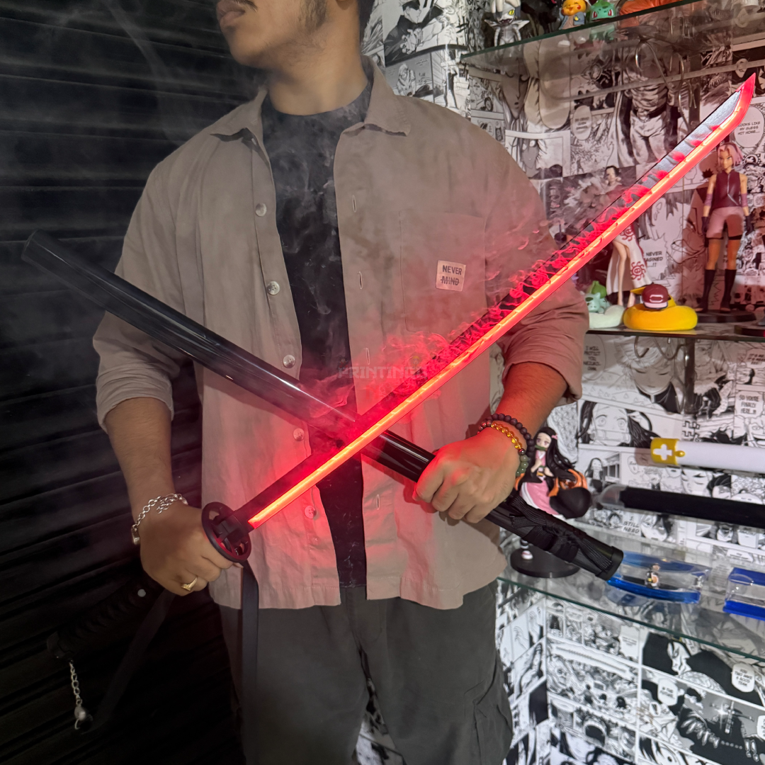 *SMOKE LED* Bleach Rukia Kuchiki Cosplay Replica Limited Edition Premium Life Size Smoke Led Wooden Katana Black [104 CM] || BLEACH