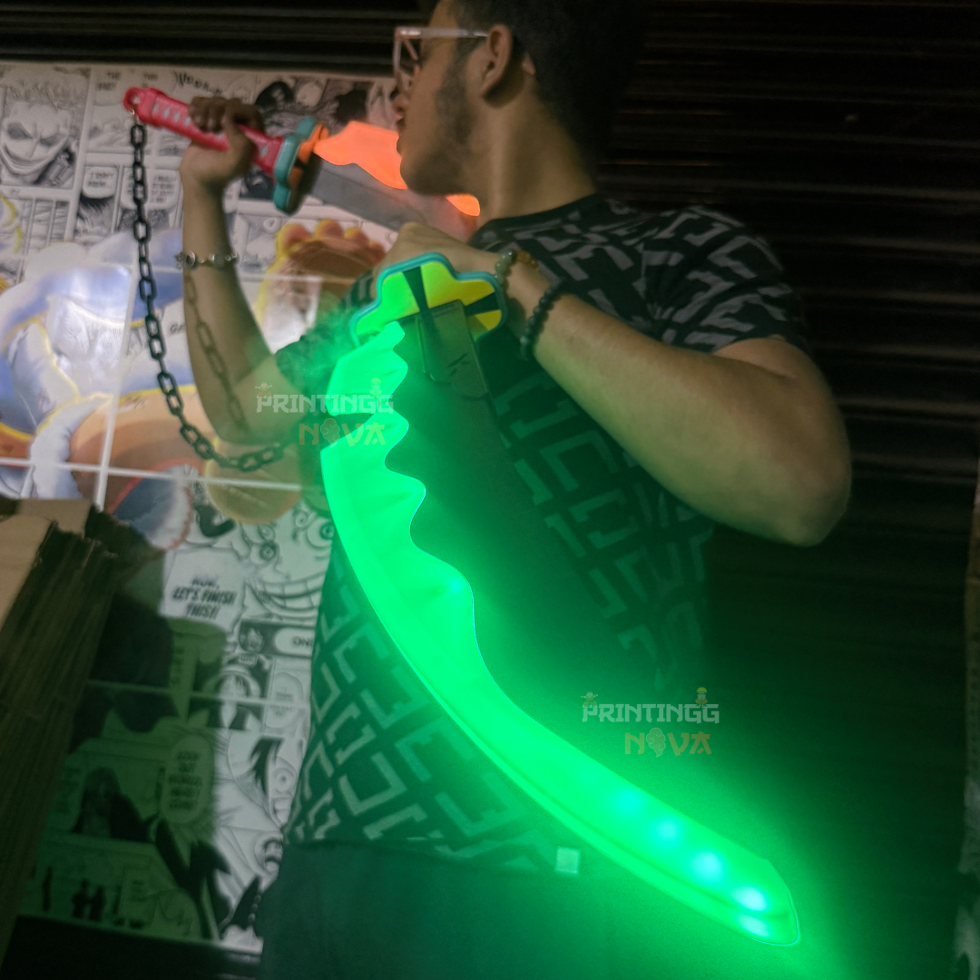 *SMOKE LED* Demon Slayer Tengen Uzui 7-Color LED Cosplay Replica Limited Edition Premium Life Size Smoke Led Katana PACK OF 2 [104 CM] ||  DEMON SLAYER