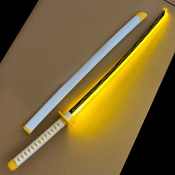 *LED* Demon Slayer- Ready Zenitsu Nichirin Purple Cosplay Replica Premium Life Size Led Wooden Katana [104 CM] || DEMON SLAYER
