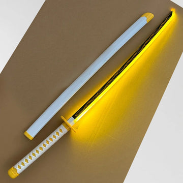 *LED* Demon Slayer Zenitsu Agatsuma Nichirin Cosplay Replica Premium Life Size Led Wooden Katana [104 CM] || DEMON SLAYER