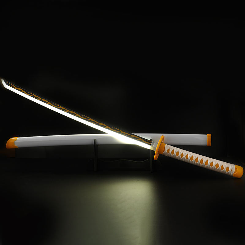 *LED* Demon Slayer Zenitsu Agatsuma Nichirin Cosplay Replica Premium Life Size Led Wooden Katana [104 CM] || DEMON SLAYER