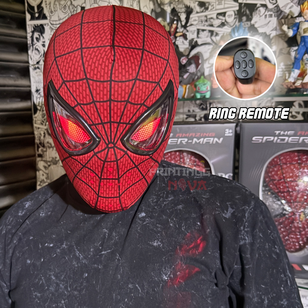 The Amazing Spider-Man Cosplay Mask with Remote-Controlled Moving Led Eyes || Breathable Material, Unisex || MARVEL