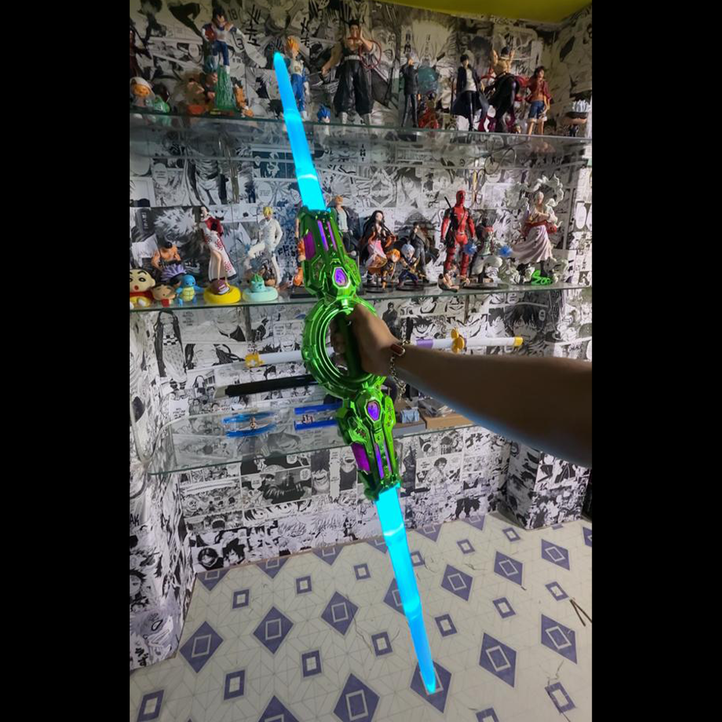 Premium Rotating LED Sword| 100cm | Light & Sound Trending Katana| Rechargeable LED Katana