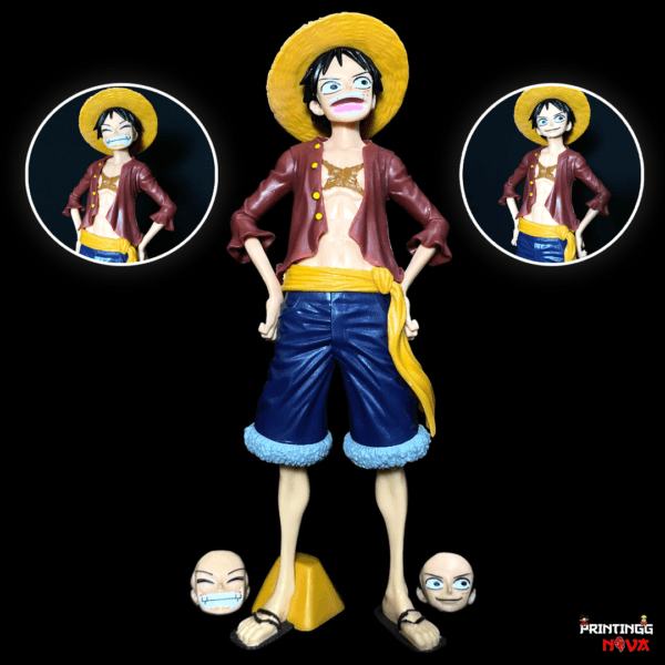 One Piece Monkey D Luffy With 3 Different Faces PVC Action figure [25 cm] || ONE PIECE - Image 1