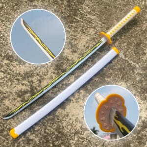 Demon Slayer Zenitsu Agatsuma Cosplay Replica Premium Life Size Wooden Katana [104 CM] || DEMON SLAYER
