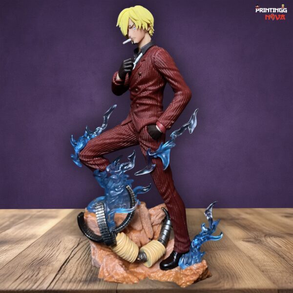 Sanji Fighting Pose With Blue Flames Base & Red Dress PVC Action figure [25 cm] || ONE PIECE - Image 4