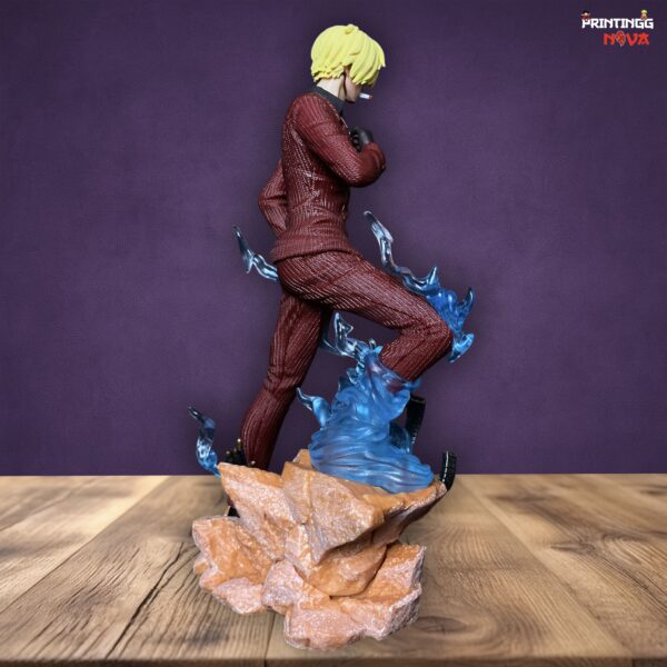 Sanji Fighting Pose With Blue Flames Base & Red Dress PVC Action figure [25 cm] || ONE PIECE - Image 8