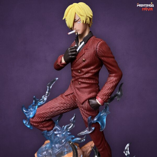 Sanji Fighting Pose With Blue Flames Base & Red Dress PVC Action figure [25 cm] || ONE PIECE - Image 3