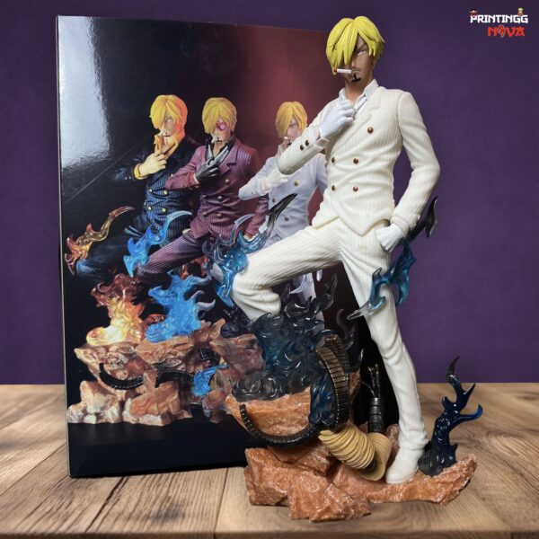Sanji Fighting Pose With Blue Flames Base & White Dress PVC Action figure [25 cm] || ONE PIECE - Image 3