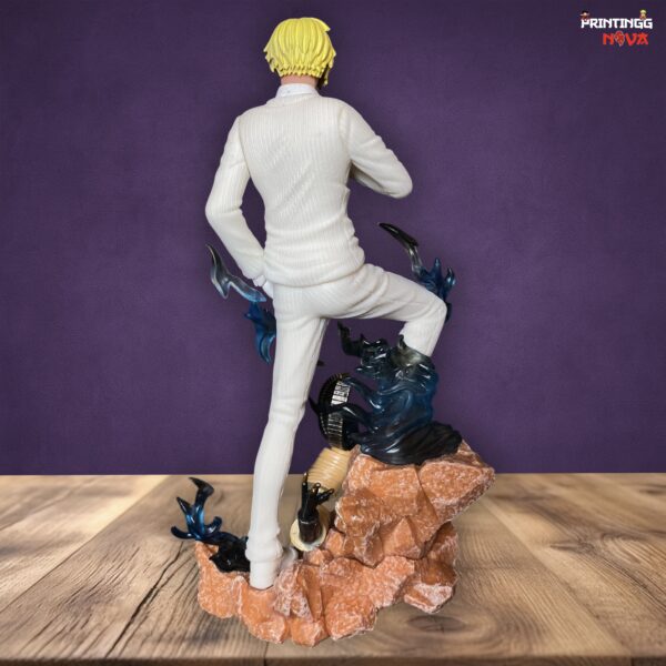 Sanji Fighting Pose With Blue Flames Base & White Dress PVC Action figure [25 cm] || ONE PIECE - Image 5