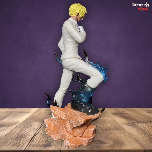 Sanji Fighting Pose With Blue Flames Base & White Dress PVC Action figure [25 cm] || ONE PIECE - Image 7