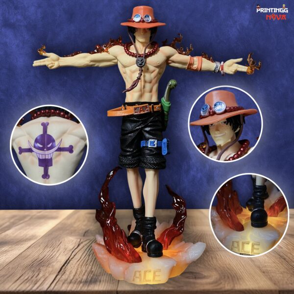 One Piece Portgas D. Ace Open Hand Pose With Light Base Premium PVC Action figure [29 cm] || ONE PIECE - Image 1