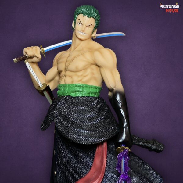 One Piece Stand Posture Roronoa Zoro Four Heads Highly Detailed Standing || [50cm]  Premium Action Figure || ONE PIECE - Image 3