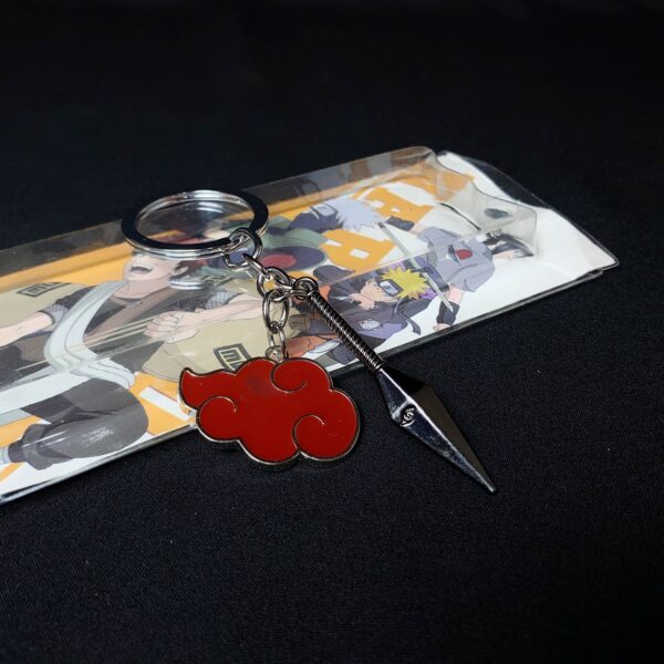 Naruto Akatsuki Red cloud x Kunai Keychain Keyring || NARUTO - Image 1