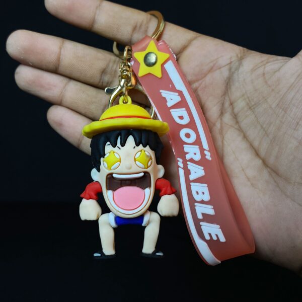 One Pice Luffy Anime Action Figures 3D Rubber Keychain keyring || ONE PICE - Image 1