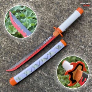 Rengoku Cosplay Replica Medium Size Wooden Katana With Free Stand [42 CM] || DEMON SLAYER